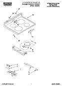 COOKTOP, LITERATURE Diagram and Parts List for FES364BW1  Roper Range