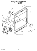 DOOR AND LATCH PARTS Diagram and Parts List for KUDU03FTPA0  KitchenAid Dishwasher