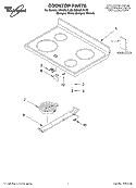 COOKTOP, LITERATURE Diagram and Parts List for GR458LXLT0  Whirlpool Range
