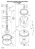 AGITATOR, BASKET AND TUB PARTS Diagram and Parts List for 7MWT97730TQ0  Whirlpool Washer