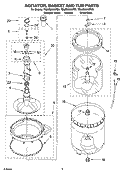 AGITATOR, BASKET AND TUB PARTS Diagram and Parts List for 7MLSQ8545PT0  Whirlpool Washer