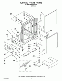 TUB AND FRAME PARTS Diagram and Parts List for KUDS30HXSS0  KitchenAid Dishwasher