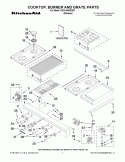 COOKTOP, BURNER AND GRATE PARTS Diagram and Parts List for KGCU484VSS00  KitchenAid Cooktop