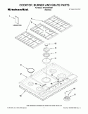 COOKTOP, BURNER AND GRATE PARTS Diagram and Parts List for KFGU706VSS01  KitchenAid Cooktop