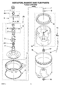 AGITATOR, BASKET AND TUB PARTS Diagram and Parts List for CAWS966RQ0  Crosley Washer