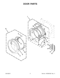 DOOR PARTS Diagram and Parts List for WEL98HEBU0  Whirlpool Dryer