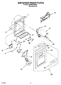 DISPENSER FRONT PARTS Diagram and Parts List for KSRB22FRBX01  KitchenAid Refrigerator