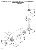 BRAKE, CLUTCH, GEARCASE, MOTOR AND PUMP Diagram and Parts List for LTE5243BW2  Whirlpool Washer Dryer Combo
