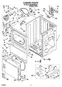 CABINET PARTS Diagram and Parts List for 3RLER5437KQ2  Whirlpool Dryer