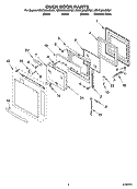 OVEN DOOR PARTS Diagram and Parts List for KEHC309JSS07  KitchenAid Microwave Oven Combo