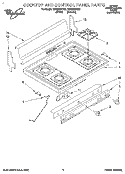 COOKTOP AND CONTROL PANEL, LITERATURE Diagram and Parts List for SF3000EYW3  Whirlpool Range
