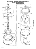 AGITATOR, BASKET AND TUB PARTS Diagram and Parts List for LSQ9010PG0  Whirlpool Washer