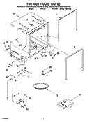 TUB AND FRAME PARTS Diagram and Parts List for KUDP01DLBL5  KitchenAid Dishwasher