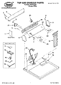 TOP AND CONSOLE PARTS Diagram and Parts List for REX6634PQ0  Roper Dryer
