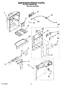 DISPENSER FRONT PARTS Diagram and Parts List for GD5VVAXTY00  Whirlpool Refrigerator