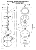 AGITATOR, BASKET AND TUB PARTS Diagram and Parts List for LSR8433KQ2  Whirlpool Washer