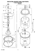 AGITATOR, BASKET AND TUB PARTS Diagram and Parts List for 7MMSL7959TW0  Whirlpool Washer