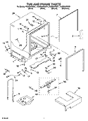 TUB AND FRAME PARTS Diagram and Parts List for KUDS03FSBT1  KitchenAid Dishwasher