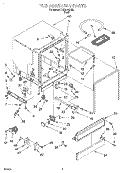 TUB ASSEMBLY Diagram and Parts List for RUD3000DB2  Roper Dishwasher