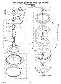 AGITATOR, BASKET AND TUB PARTS Diagram and Parts List for IM45001  Inglis Washer