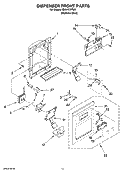 DISPENSER FRONT PARTS Diagram and Parts List for ID2HHEXTS01  Whirlpool Refrigerator