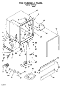 TUB ASSEMBLY PARTS Diagram and Parts List for IRD6710Q0  Inglis Dishwasher