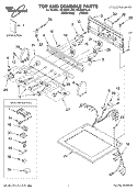 TOP AND CONSOLE PARTS Diagram and Parts List for GEQ8831LL0  Whirlpool Dryer