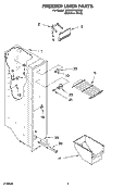 FREEZER LINER PARTS Diagram and Parts List for 3XES0FHGKS03  Whirlpool Refrigerator