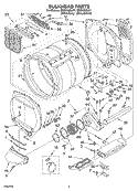 BULKHEAD PARTS Diagram and Parts List for GEQ9800LW1  Whirlpool Dryer