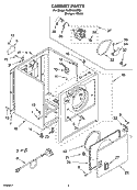 CABINET PARTS Diagram and Parts List for YLER4634PQ1  Whirlpool Dryer