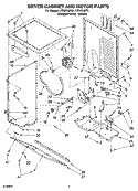 DRYER CABINET AND MOTOR PARTS Diagram and Parts List for LTE6234DQ5  Whirlpool Washer Dryer Combo