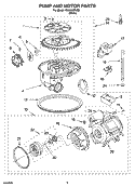 PUMP AND MOTOR PARTS Diagram and Parts List for GU630XTLQ0  Whirlpool Dishwasher