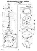 AGITATOR, BASKET AND TUB PARTS Diagram and Parts List for ETW4400SQ0  Estate Washer