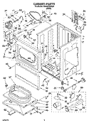 CABINET PARTS Diagram and Parts List for YCEM2760KQ0  Whirlpool Dryer