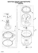AGITATOR, BASKET AND TUB PARTS Diagram and Parts List for LSR5102LQ1  Whirlpool Washer
