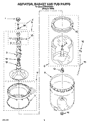 AGITATOR, BASKET AND TUB PARTS Diagram and Parts List for ETW4300SQ0  Estate Washer