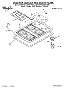 COOKTOP, BURNER AND GRATE PARTS Diagram and Parts List for SCS3617RB01  Whirlpool Cooktop