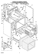 OVEN CHASSIS PARTS Diagram and Parts List for GR450LXHT2  Whirlpool Range