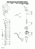 MOTOR AND ICE CONTAINER PARTS Diagram and Parts List for GD5RVAXVB00  Whirlpool Refrigerator