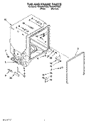TUB AND FRAME PARTS Diagram and Parts List for 7GU2455XTSQ0  Whirlpool Dishwasher