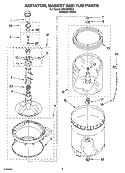AGITATOR, BASKET AND TUB PARTS Diagram and Parts List for LSN1000PQ3  Whirlpool Washer