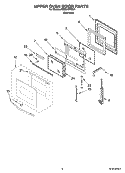 UPPER OVEN DOOR PARTS Diagram and Parts List for RBD245PRS01  Whirlpool Wall Oven