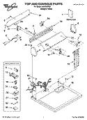 TOP AND CONSOLE PARTS Diagram and Parts List for LGN1000PQ1  Whirlpool Dryer