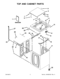 TOP AND CABINET PARTS Diagram and Parts List for 7MWTW1704BM0  Whirlpool Washer