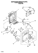DISPENSER FRONT PARTS Diagram and Parts List for 3XES0GTQNL00  Whirlpool Refrigerator