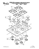 COOKTOP, BURNER AND GRATE Diagram and Parts List for SC8630EXB3  Whirlpool Cooktop