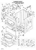 CABINET Diagram and Parts List for GGQ8811KQ0  Whirlpool Dryer