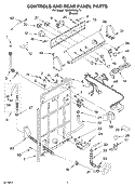 CONTROLS AND REAR PANEL Diagram and Parts List for 7MLSR7533JT4  Whirlpool Washer