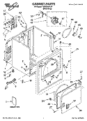 CABINET PARTS Diagram and Parts List for YLEQ9857LW1  Whirlpool Dryer