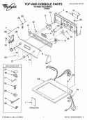 TOP AND CONSOLE PARTS Diagram and Parts List for 3RLEC8600SL1  Whirlpool Dryer